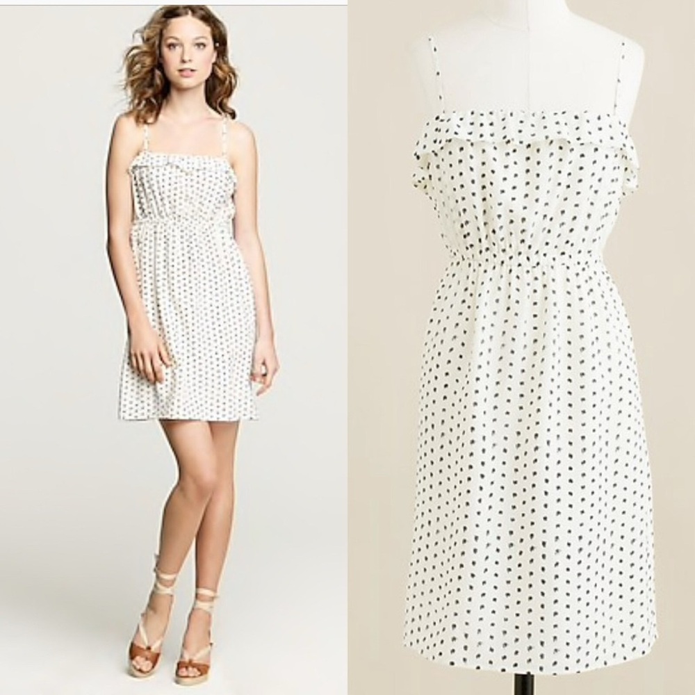 J. Crew Factory Ink Dot Candace Ruffled Flare Shift Dress Size X Small